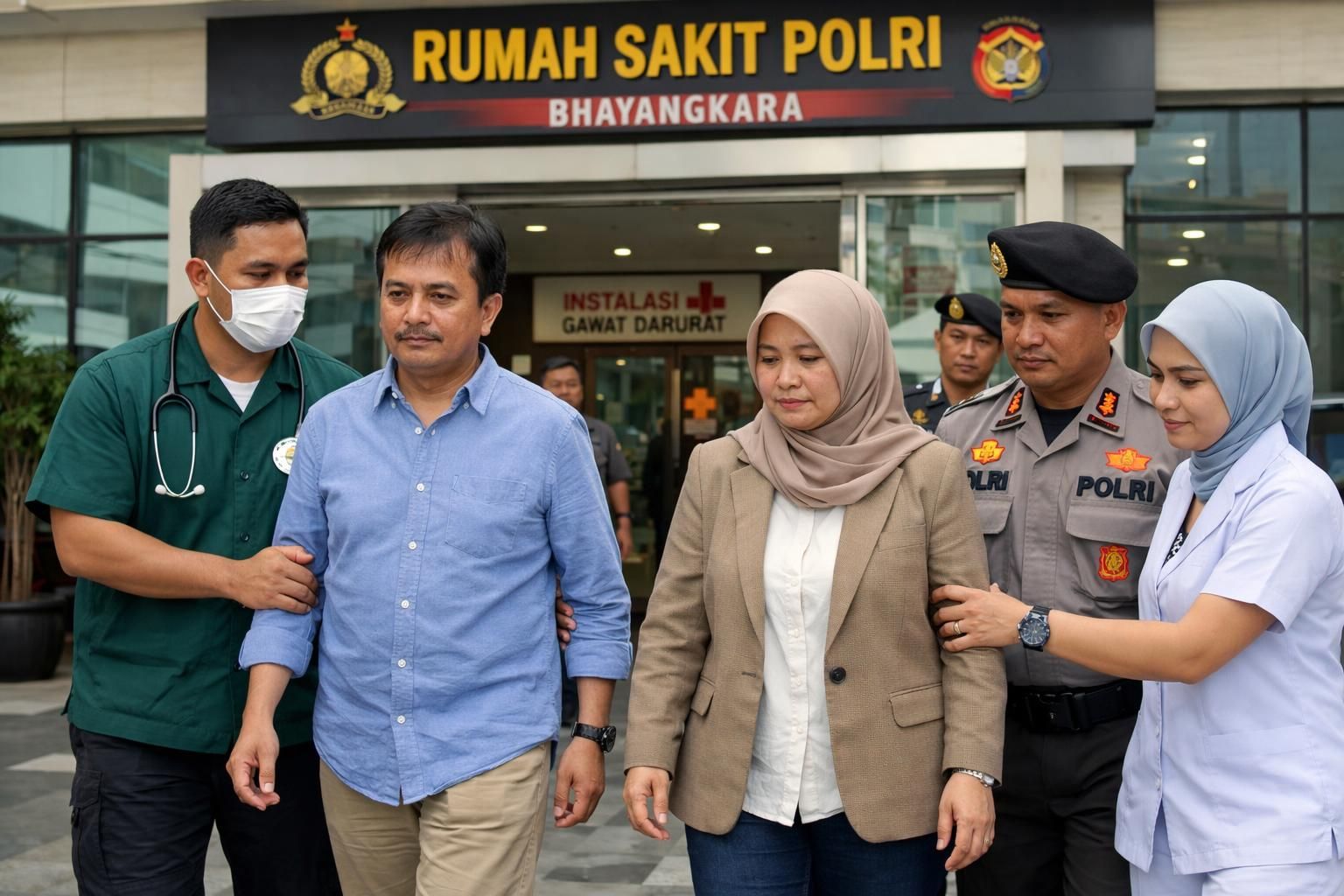 roy suryo dan dr. tifa menjalani pemeriksaan kesehatan lengkap di rs polri untuk memastikan kondisi medis mereka secara menyeluruh.