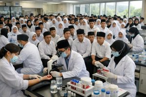 diduga keracunan, 556 santri di sidoarjo menjalani pemeriksaan menu mbg di laboratorium untuk memastikan kondisi kesehatan mereka.